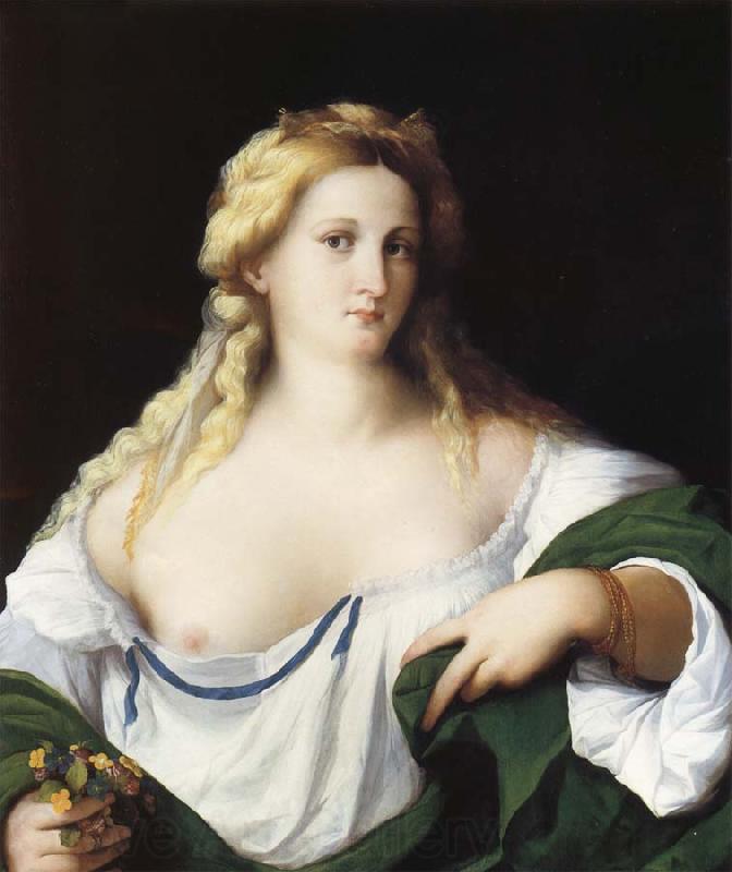 Palma Vecchio Portrait of a Young bride as Flora France oil painting art